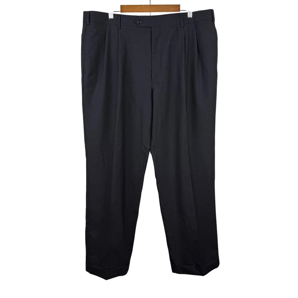 Jos. A. Bank Mens Double Pleated‎ Dress Pants Mens 38x28.5 Cuffed Hem Officewear